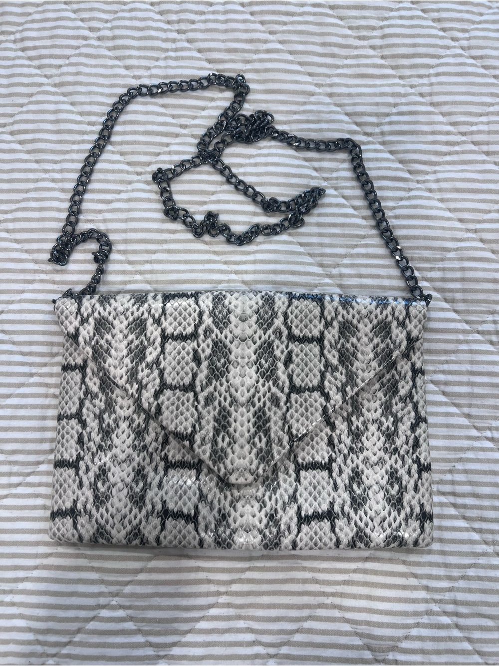 a new day Black and White Snake-Print Chain Crossbody